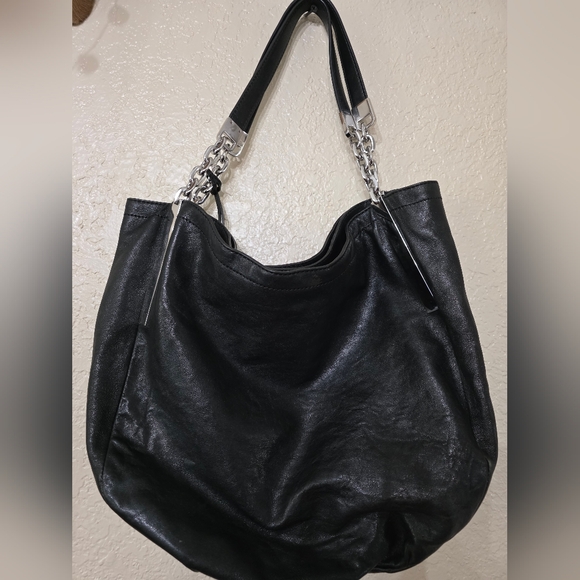 Michael Kors Black Shoulder Bag with Silver Accents - Picture 4 of 11